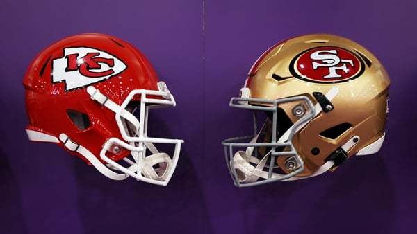 The Kansas City Chiefs and the San Francisco 49ers helmets