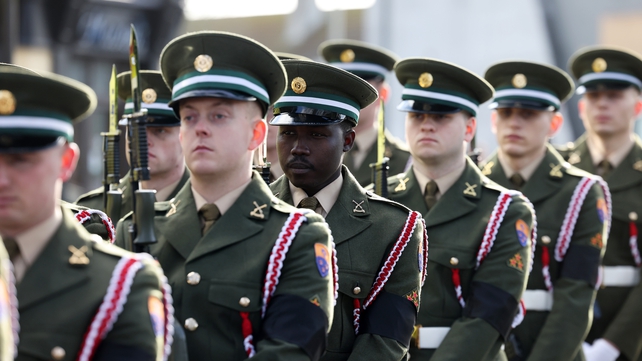 Members of the Defence Forces pictured at the State funeral of former taoiseach John Bruton (RollingNews.ie)