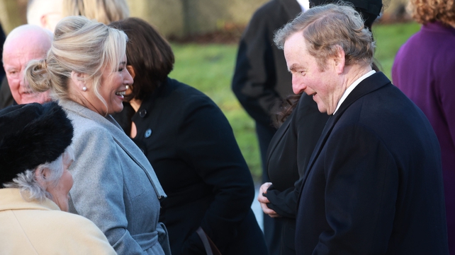 Northern Ireland First Minister Michelle O'Neill and former taoiseach Enda Kenny