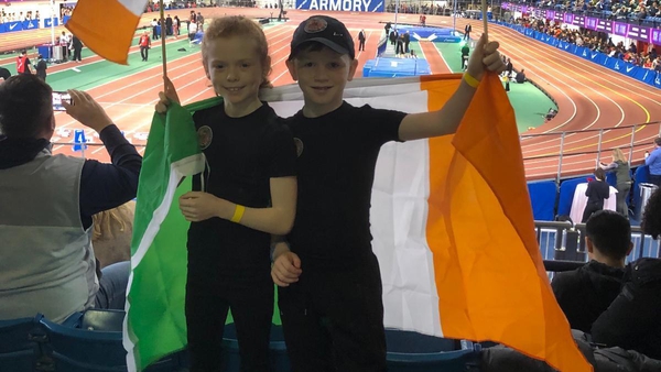 Saoirse Higgins and Charlie Sweeney at the Millrose Games in New York