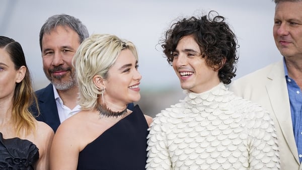 Florence Pugh and Timothée Chalamet attending a photo call for Dune: Part Two, at IET: London on Wednesday. Photo credits: Yui Mok/PA Wire