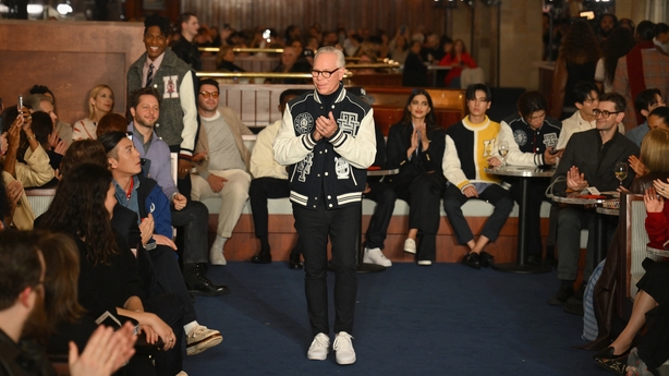 Tommy Hilfiger stands on the runway at Tommy Hilfiger's Fall/Winter 2024 collection during New York Fashion Week