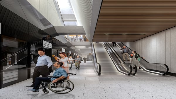 Artists' impression of the proposed stop at Tara Street Station
