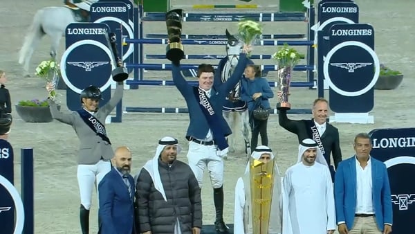 Shane Breen at the head of the podium in Sharjah