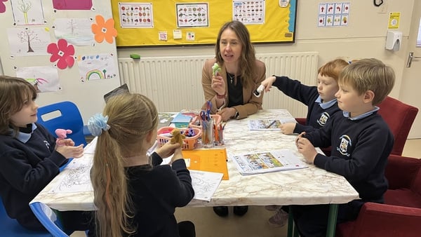 Olya Voziian provides support to some of the Ukrainian children enrolled at Scoil Bhríde