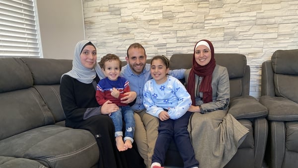 Dr Ahmed El Mokhallalati (C) in Dublin with his family, wife Nour (L), son Mofeed, daughter Sahar and sister Miriam Mofeed Shbair (R)