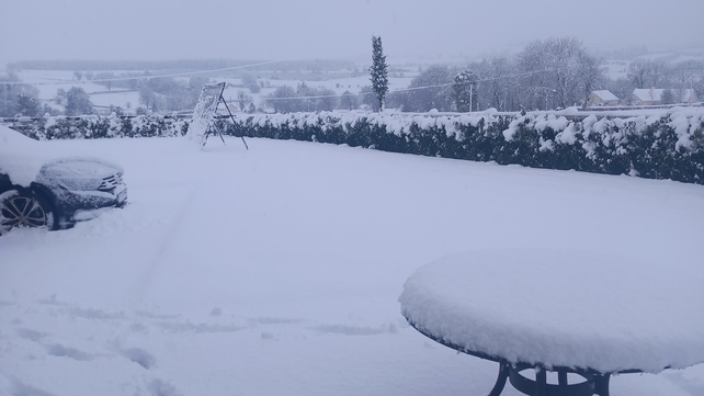 Barry Kennedy Aughnacliffe, Co. Longford says snow is around four to five inches deep