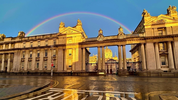 A rainbow over Government Buildings, where there is discomfort within Government over the ex-RTÉ Chair's statement