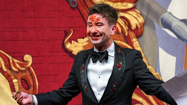 Barry Keoghan dons bejeweled tux for Hasty Pudding Award