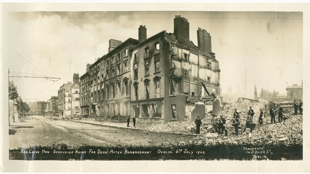Red Cross Men searching ruins following Four Courts Bombardment - IE-MA-AL-IMG-254 Brother Allen collection Military Archives