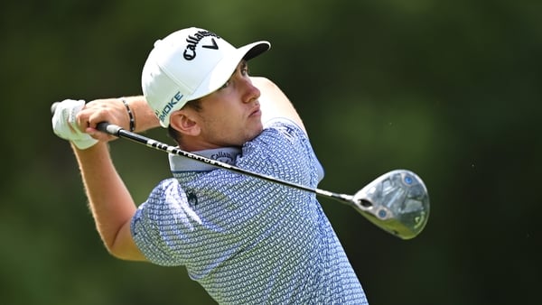 Tom McKibbin on the 13th hole on Saturday