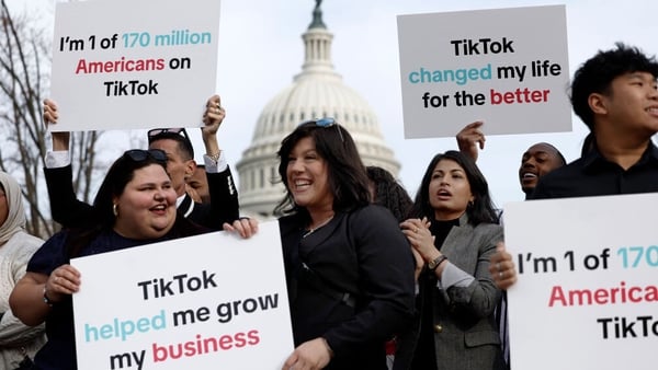 A group supporting TikTok staged a protest as the bill was being considered