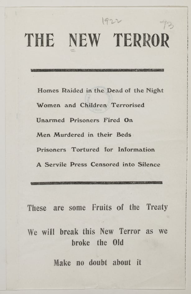 Anti-treaty leaflet highlighting the "terror" of the war