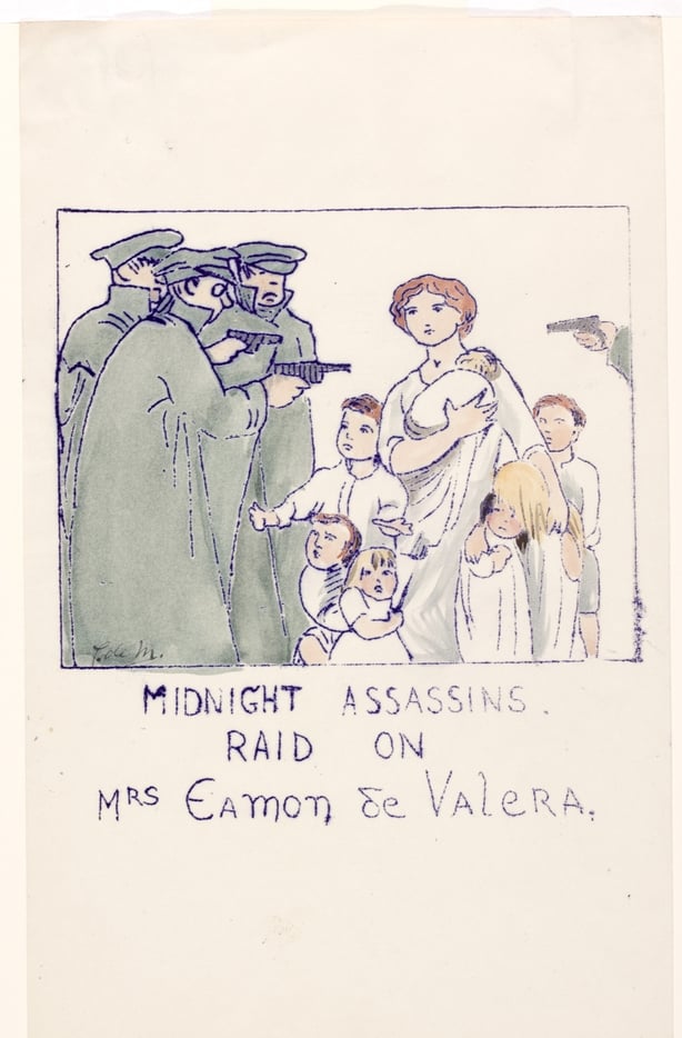 A cartoon showing "midnight assassins" attacking Mrs de Valera