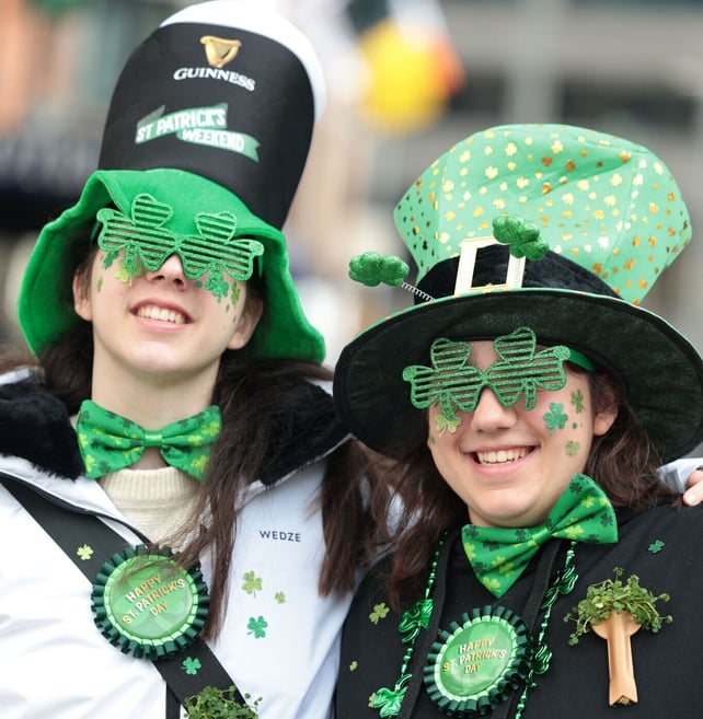 Anna Chatzimina and Argyro Chatzimina from Greece take part in the Saint Patrick's Day Parade in Dublin (Pic: RollingNews.ie)