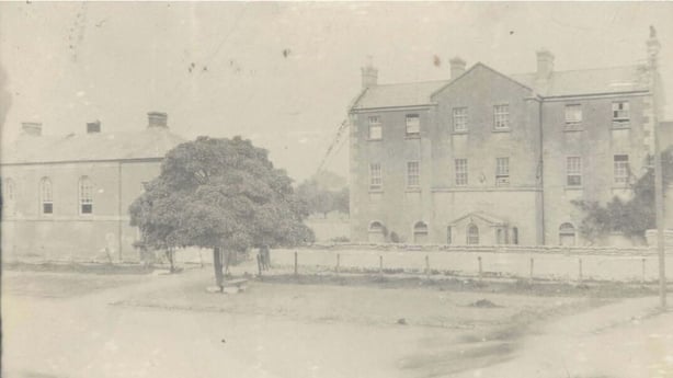 Sepia photo of a barracks