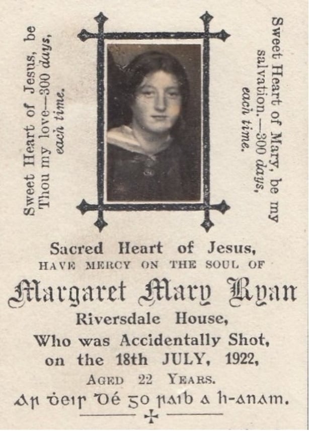 Mass card with sepia photo of a young woman