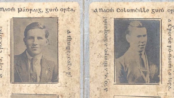 Memorial card forthe 'Drumboe Martyrs': Charlie Daly,Timothy O'Sullivan, Daniel Enright and Seán Larkin,who were executed in March 1923. Image courtesy of Donegal County Archives