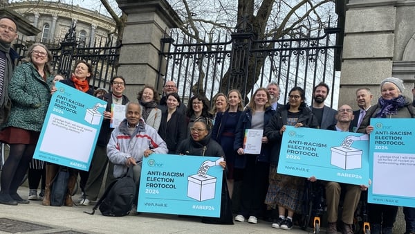 Senators and TDs signed up to an anti-racism pledge outside Leinster House