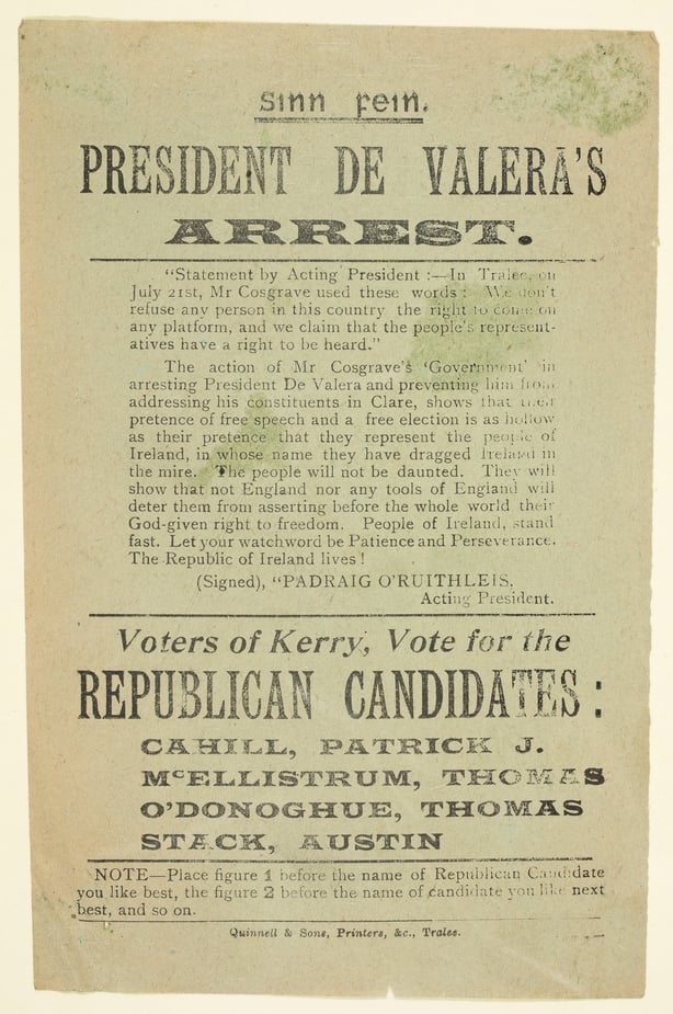 Kerry anti-Treaty pamphlet from the Civil War. Image courtesy of the National Library of Ireland
