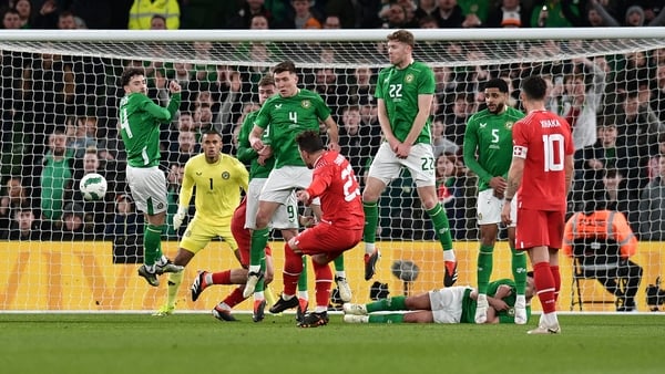 Xherdan Shaqiri scores the opening goal of the game