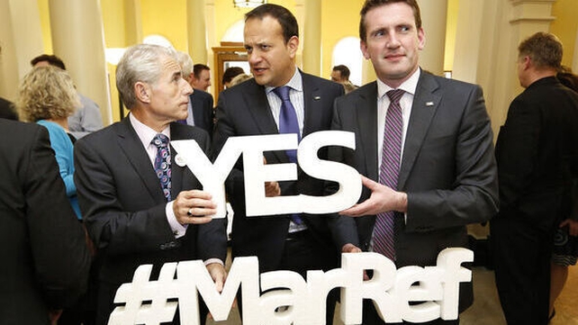 INMO General Secretary Liam Doran, Leo Varadkar and Minister of State Aodhán Ó Ríordáin call for a Yes vote in the Marriage Equality Referendum in 2015