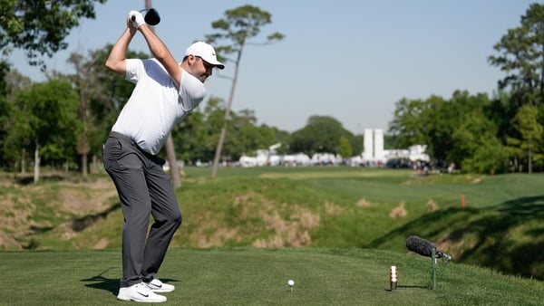 Scottie Scheffler at the fifth tee