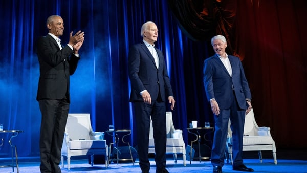 Joe Biden and Barack Obama took part in a discussion with Bill Clinton in an event organisers say raised more than $25m for Mr Biden's election campaign