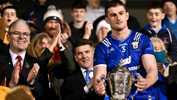 Clare captain Conor Cleary with the Division 1 trophy