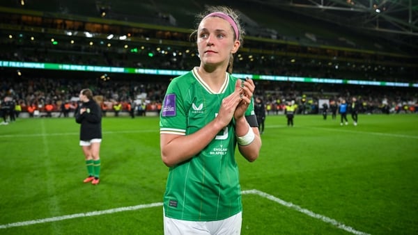 Caitlin Hayes acknowledges the Aviva Stadium crowd after the Euro qualifier defeat