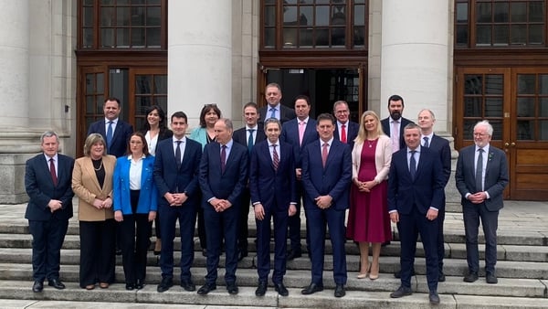 The full line-up of Junior Ministers pictured outside Government Buildings today