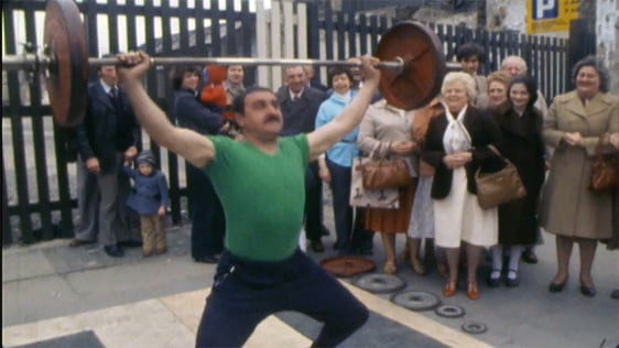 Weightlifting during National Sport For All Day in Dublin, 1979