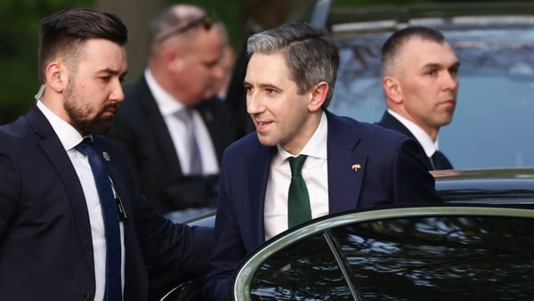 Simon Harris arriving at the meeting of seven EU leaders in Warsaw today