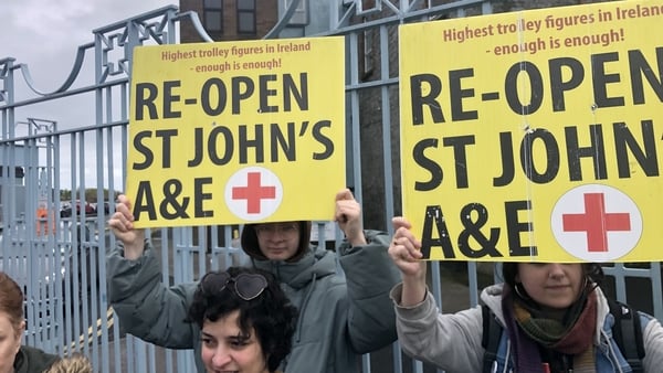 Protestors say the closure of other emergency departments across the mid-west has led to continuous overcrowding at University Hospital Limerick