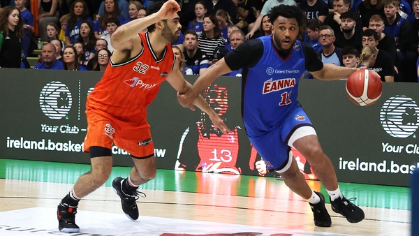 Killester's Kason Harrell and Joshua Wilson of Griffith College Eanna