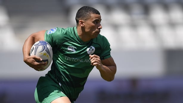 Jordan Conroy of Ireland in action during the Men s 7S Rugby World Cup Qualifier game between Ireland and Italy 2022