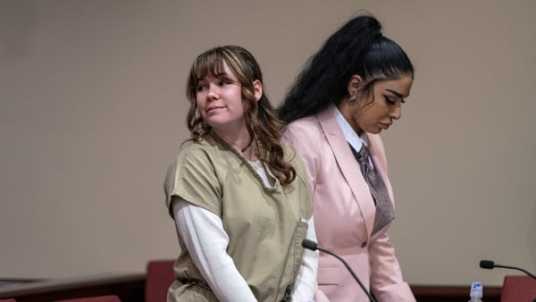 Hannah Gutierrez-Reed (L) pictured in court during her sentencing hearing in Santa Fe, New Mexico today
