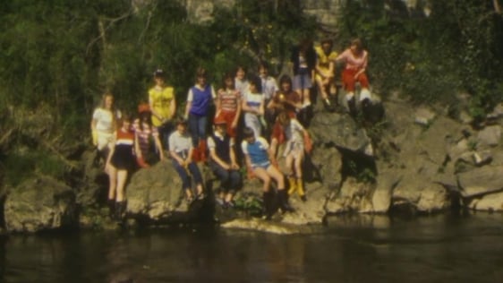Students from Sancta Maria College in Dublin clean up the river Dodder. 1984