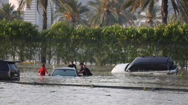 Record rainfall flooded motorways in Dubai