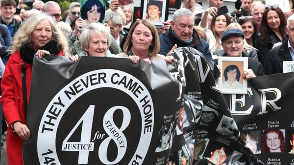 Supporters and family members of the 48 Stardust victims gathered in the Garden of Remembrance in Dublin