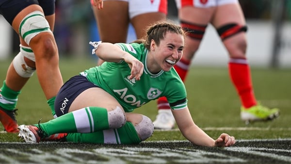 Eve Higgins scored one of Ireland's five tries last week
