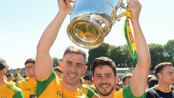 Patrick McBrearty, left, and Ryan McHugh celebrate Donegal's 2018 Ulster title