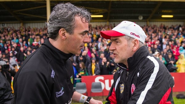 Jim McGuinness (L) and Mickey Harte back in 2013
