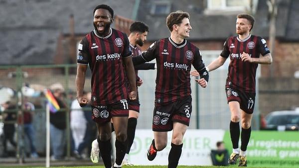 James Akintunde celebrates after scoring the only goal in Dalymount