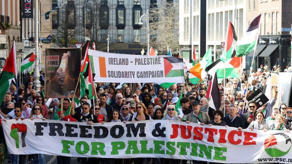 A demonstration is support of Palestine in Dublin earlier this year (pic: RollingNews.ie)