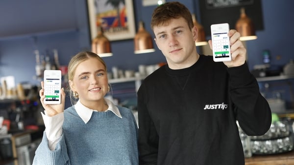 JUSTTIP co-founder and Chief Marketing Officer Ciara Walsh and co-founder and CEO James Fahy