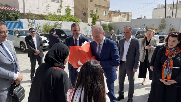 Micheál Martin was greeted by people in the Jordanian capital Amman