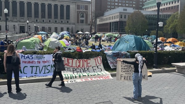 Student protest camp at Columbia University, New York