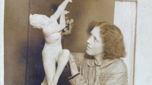 Kathleen Cox working in her studio in Dublin. Photo credit: Gráinne Palmer