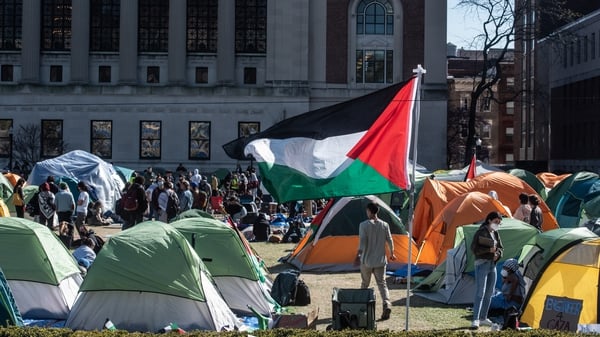 The occupation began overnight when protesters broke windows and entered Hamilton Hall